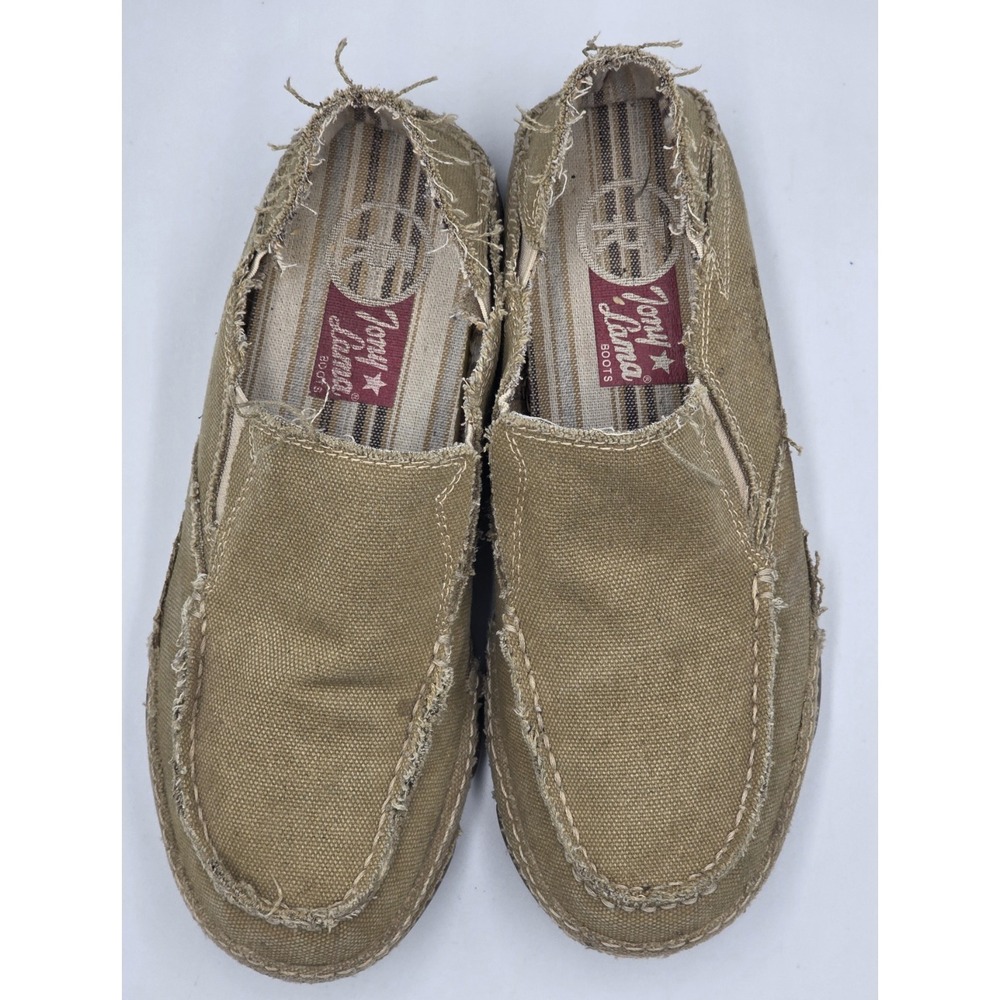 Tony Lama Lindale Slip On Shoes Mens 8 Canvas Brown Casual Loafer - Picture 8 of 11